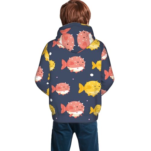 Cute Puffer Fish Kid Hoodies Boys Sweatshirts Girls Pullover with Pocket4