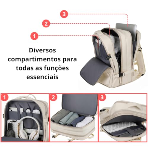 Gekko Mochila de Viagem Expansível Grande, Impermeável e Reforçada, Executiva e Casual, Para Noteboo