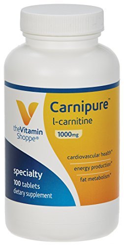 The Vitamin Shoppe Carnipure™ LCarnitine 1,000mg, Clinically Studied Ingredient Supports Weight Management, Energy Production Fat Metabolism (100 Tablets)