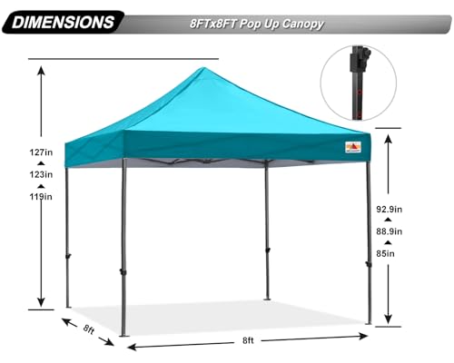 Image of ABCCANOPY Patio Pop Up Canopy Tent 8x8 Commercial-Series (Turquoise)