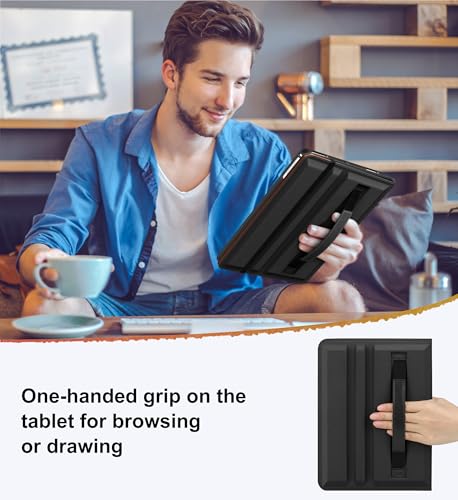 DTTO for iPad 6th / 5th Generation 9.7 Inch (2018/2017), iPad Air 2 / Air 1 Case, 360 Degree Rotating Premium Leather Folio Stand Cover with Pencil Holder, Black Brown by DTTO - Image 4