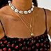 ATIMIGO White Puka Shell Hawaiian Cowrie Shell Pearl Beach Choker Handmade Adjustable Summer Clavicle Necklace Surfer Jewelry for Women & Men