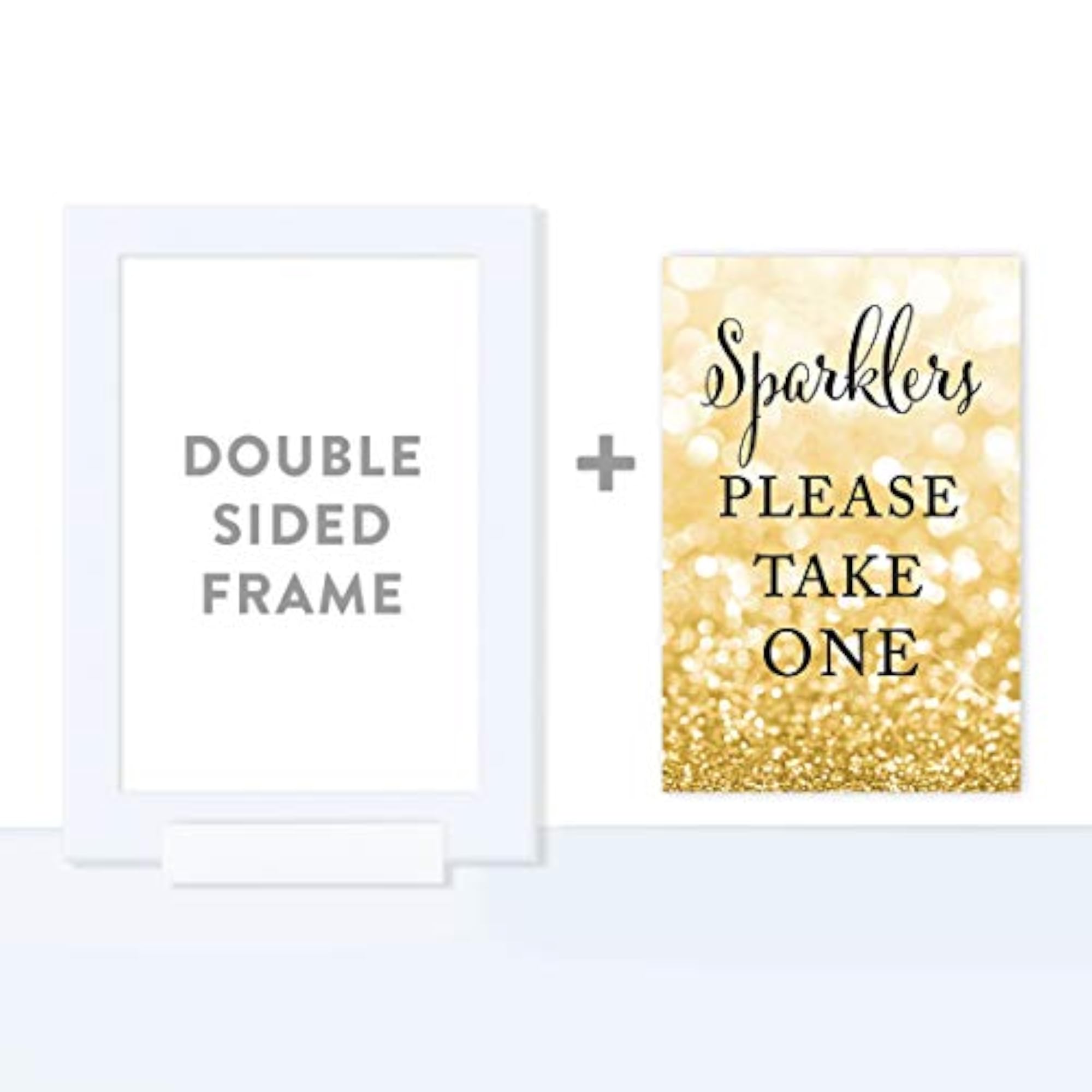 Framed Wedding Party Signs, Glitzy Gold Glitter