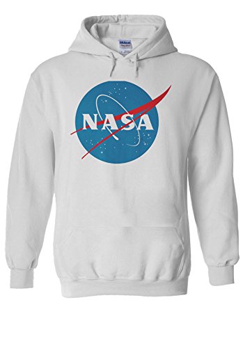 NASA National Space Administration Logo Men Women Unisex Hooded Sweatshirt Hoodie, White, Medium