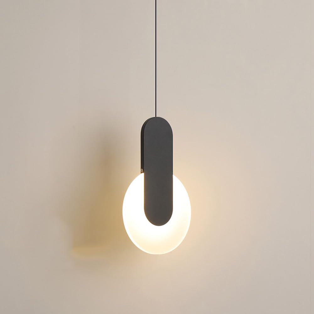 Lámpara Colgante Moderna de suspensión Negra con LED Circular Regulable de 10 W, Barra de luz de Techo Lineal Ajustable, iluminación Industrial Larga Blanca para Dormitorio, Comedor, escaler