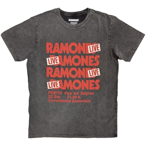 Rock Off officially licensed products Ramones Live in Concert Stone Wash T Shirt M Charcoal