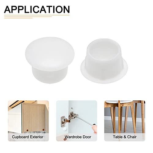 Image of DTGN 10mm x 12.5mm x 8mm(Dia. x Cap Dia. x H) Screw Hole Plugs - 30Pack - Good for Furniture Cupboard Wardrobe - Plastic Fastener Hole Caps - White