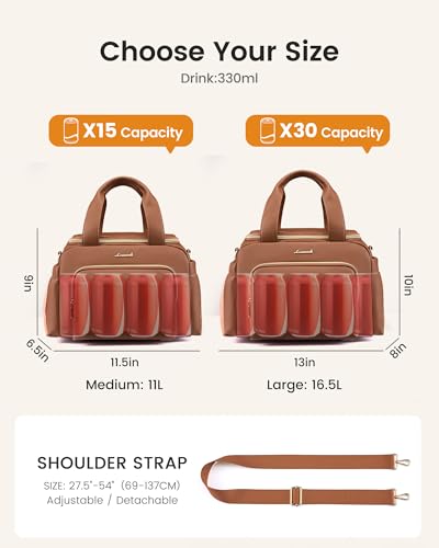 LOVEVOOK Insulated Lunch Bag for Women, PU leather Lunch Box with Shoulder Strap, Wide Opening Adult Large Lunch bags for Work Picnic Beach Family Camping Outdoor Teacher — view 5