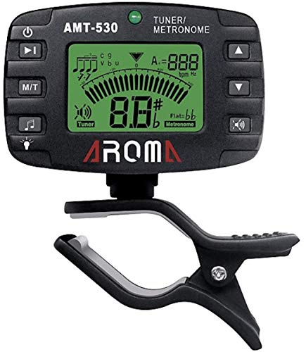 Aroma Music Clip-On Tuner AND Metronome | Guitar, Bass, Violin, Ukulele, Trumpet, Trombone
