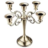 Viscacha Bronze Candle Holder，5 Arms Metal Candle Holders for Taper Candles（10.6 inch Tall Candlestick Holders, for 1/2-1 inch Pillar Candles Diameter Each）,Candelabra Centerpiece Decoration