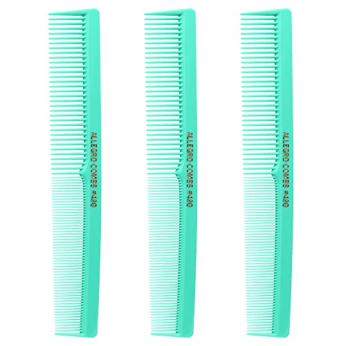 Allegro Combs 420 Hair Stylist Barbers Cutting Combs Beard Comb Mustache Mens Women Toddler Boys Braiding Hair Parting USA 3 Pc. (Fresh mint)