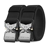 BESTKEE Tactical Belts 2 Pack - Military Rigger Nylon Web Work EDC Belt with Heavy-Duty Quick Release Buckle