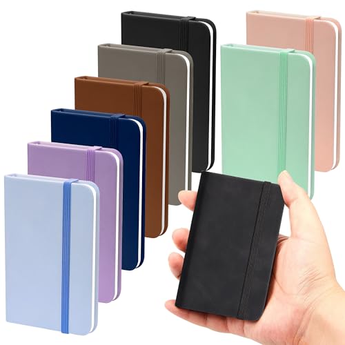 Augacage 8 Pcs Pocket Notebook Bulk 4.3' x 3' Hardcover Tiny Notebook Notepad with Elastic Band 100 Sheets Multicolor Small Pocket Notebook for Office Journal (Multicolored)