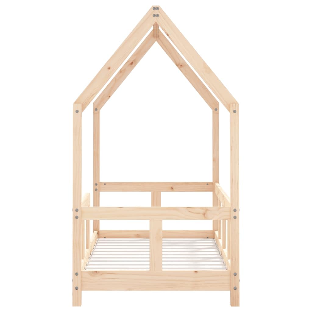 Lettino per bambini, 70 x 140 cm, in legno massello di pino con rete a doghe, letto a sbarre per bambini, spazio per dormire e area giochi, in legno stabile per la cameretta dei bambini