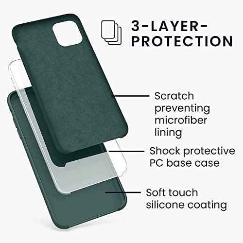 Image of VONZEE Liquid Silicone Soft Back Cover for iPhone 11 Case, Shockproof Slim Camera & Full Body Protection Non Yellowing Cover with Microfiber Lining & Logo Cut (6.1 Inch) -Alpine Green