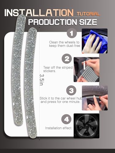 Image of 20PCS Car Wheel Reflective Decorative Strip,Night Safety Warning Stickers,Cars,Motorcycles,Bicycles are Applicable, Colorful and Diverse, a Street the Most Beautiful Car (Bling Silver)
