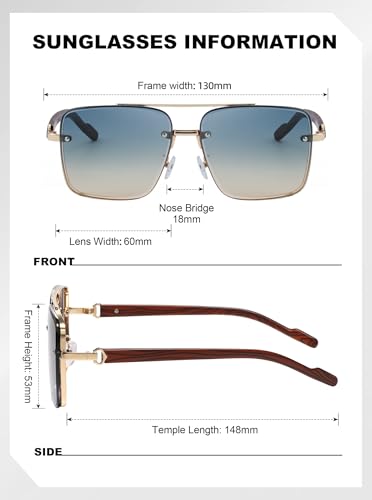 Image of Classic Mens Sunglasses Fashion Gold Frame Shades for Men UV 400 Protection Sunnies(7563)