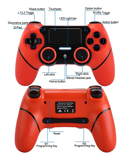 Wsxvzxc Controller Wireless For Ps4 Controller With Programming Key/Turbo /6-Axis Dual Shock Game Remote Joysticks Support Play-Station 4 Ps4 Console Pro/Slim #TOP5
