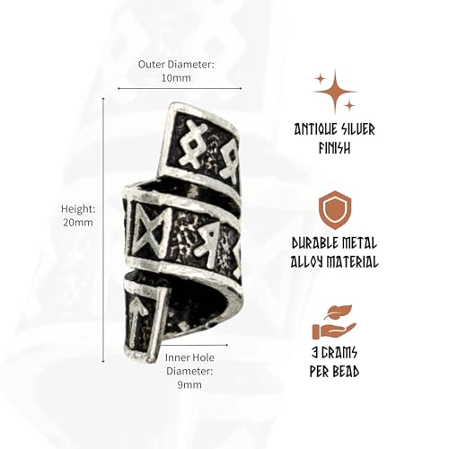 Viking Beard Bead Coil Set (8-Pack) - Norse Rings for Hair, Dreads & Beards4