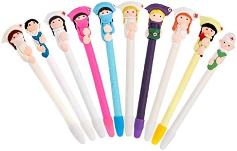 Hxytech 10pcs Doctor Nurse Pens Novelty Ballpoint Pens Polymer Clay Pens 0.5mm Black Ink for Writing Stationery Nursing School, Medical Students, Women Nurse Doctor Gift