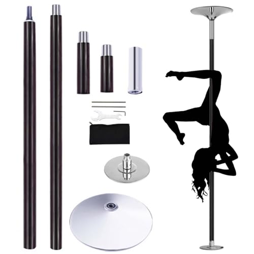 Silicone Pink Stripper Pole Kit, Heavy Duty Dance Tube Spinning & Static Modes, Practice Fitness Pole Apartment Friendly, Load 440 Lbs (Color : Black, Size : 2.3M-2.73M (7.5FT-9FT))