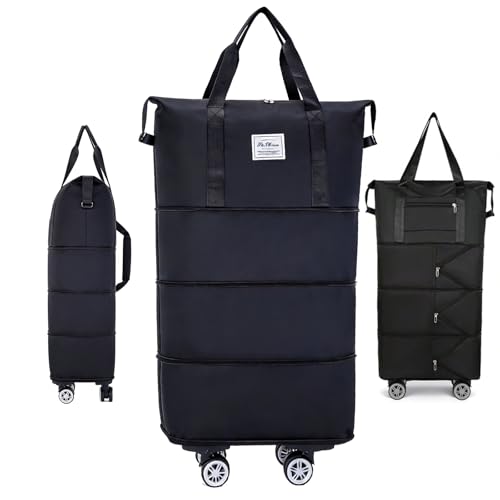 Hanlintk Sac de voyage extensible à roulettes - 28-70 l - Sac de voyage pliable avec roues...