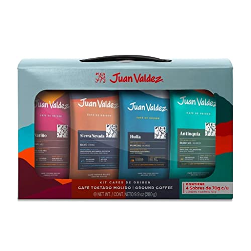 Juan Valdez Origin Colombian Ground Coffee Kit of 4 Sachets, 280 g