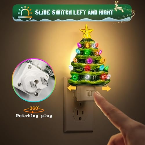 Image of JandCase Christmas Tree Night Light, 3000K Night Lights Plug into Wall