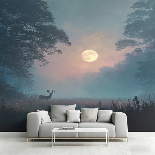 Générique Papier Peint Intissé Cerf Mâle, Papier Peint Panoramique Faune Sauvage pour Salon Chambre Bureau Couloir, Décoration Murale, 366 x 254 cm (L x...