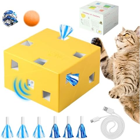 Migipaws Interactive Cat Toy with Feather and Ribbons Cover