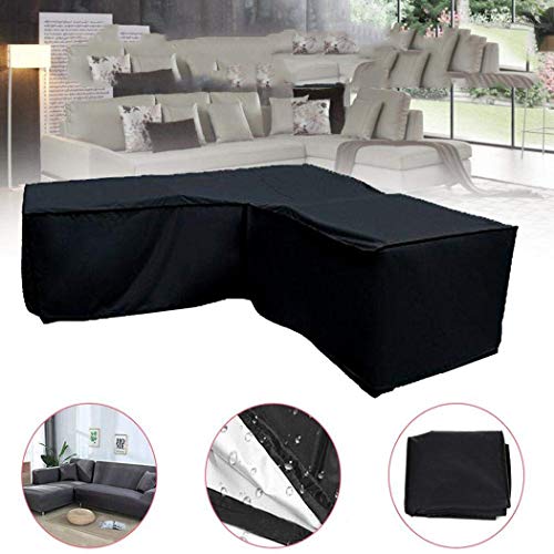 J&C Patio Sectional Covers V Shape Patio Sectional Covers Waterproof Outdoor Sofa Cover Sectional Sofa Cover Outdoor Furniture Covers for Outdoor (V-125x125in)
