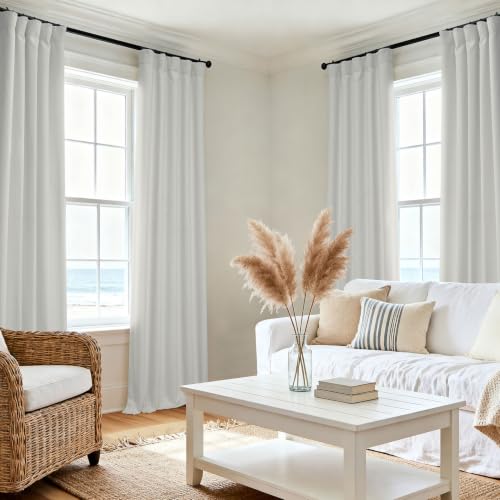 Image of HPD Half Price Drapes - Faux Linen Curtains for Living Room (1 Panel) - 50W X 96L - Textured Room Darkening Curtains for Bedroom 96 Inches Long - Drapes for Home Decor, Oyster Mist