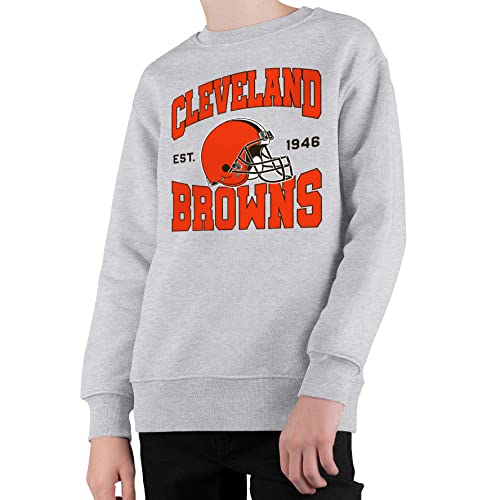 Junk Food NFL - Cleveland Browns - Team Helmet - Officially Licensed Youth Pullover Fleece Crew Neck for Boys and Girls