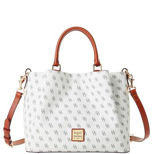 Dooney & Bourke Women's Gretta Brenna Satchel in Coated Cotton, Large Handbag with Adjustable & Detachable Shoulder Strap