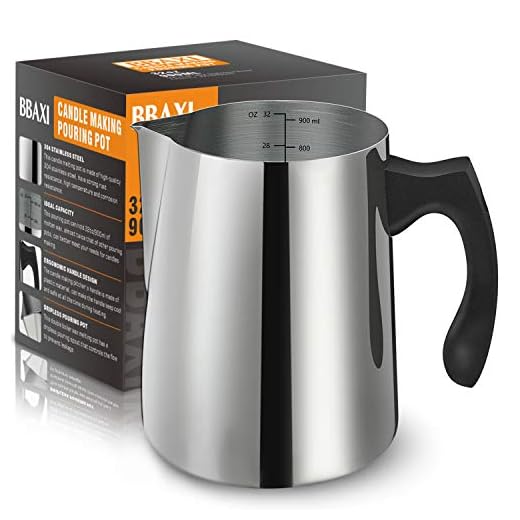 Candle Making Pouring Pot, 32oz Double Boiler Wax Melting Pot, 304 Stainless Steel Candle Making Pitcher with Heat-Resistant Handle and Dripless Pouring Spout Design
