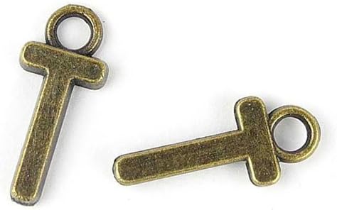Jewelry Making Charms UM069 Letter T Ancient Bronze Retro Findings Bulk Pendant for Necklace Bracelets