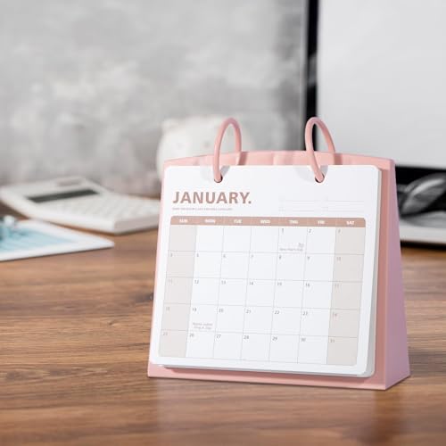 Bibiage Small Desk Calendar 2026 Jan to Dec, Monthly Decorative Flip Calendar for Desk with to Do List, Cute Desk Decor, Standing Calendar for Home School Office Supplies, 7" x 6.5", Pink — view 6