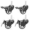 4-pack, Youngine vergrendelbare schroefdraadsteelbevestiging 1,5 “zwenkwielrotatie Polyurethaan zwenkwiel en rem voor trolley, karren, meubels, dolly, werkbank (schroefdraadsteel: M8 * 25 mm)