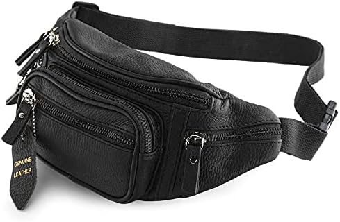 Nabob Leather Fanny Pack Multifunction Hip Bag Travel Pouch for Men and Women- Multiple Pockets & Sturdy Zippers Ideal for Hiking Running Cycling and More