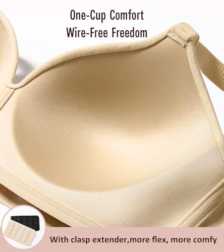 DotVol Women's Wirefree Full Coverage Comfortable Plus Size Everyday T-Shirt Bra3