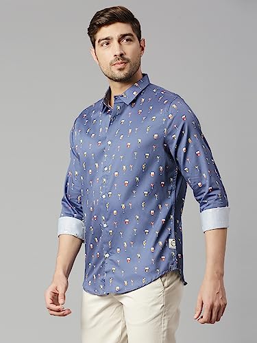 Image of Thomas Scott Men's | Printed | Full Sleeve | Slim Fit | 100% Cotton | Spread Collar | Casual Shirt