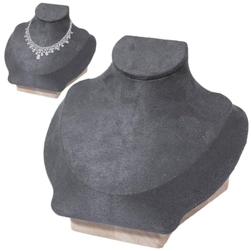 Présentoir modèle de buste de mannequin en bois pour chaîne et bijoux - 2