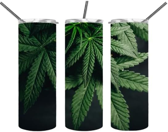 Marijuana 420 Cannabis Weed Pot Ganja Leaf Stainless Steel 20 ozThermal Tumbler for Hot or Cold Beverages To Go Travel Coffee Mug