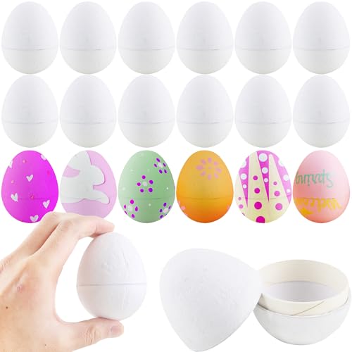 20 Pack 3 Inch White Paper Mache Easter Eggs DIY Easter Eggs Fillable Blank Easter Eggs Empty for Adult Kids Easter Hunt Games Party Decoration