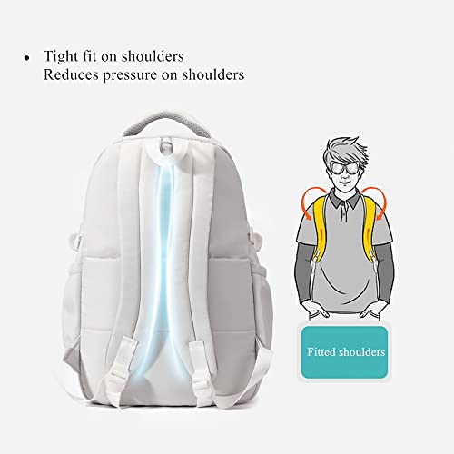 LANSHIYA Cute Aesthetic Backpack for Girls Middle School Students Bookbag Teens Solid Color Lightweight Travel Daypack Casual Schoolbag with Coin Pouch,Grey by LANSHIYA - Used condition - Image 3