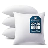 Phantoscope 4 Packs Throw Pillow Inserts Hypoallergenic Square Form Sham Stuffer 20 x 20 inches