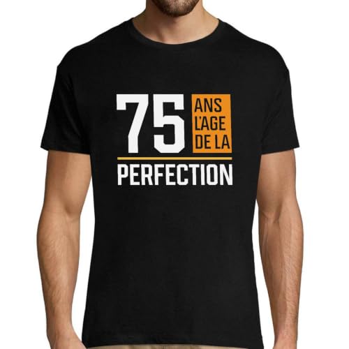T-shirt homme 75 ans à porter en famille, vêtement rigolo pour un anniversaire réussi