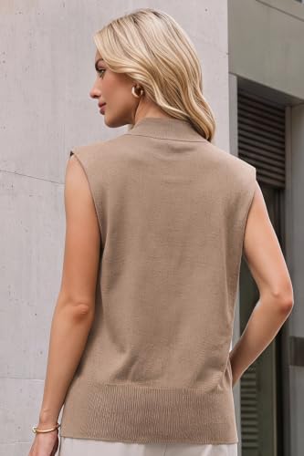 Image of Arach&Cloz Women's Wool Blend Mock Neck Sweaters Vest Business Casual Lightweight Trendy Tops Summer Outfits 2026