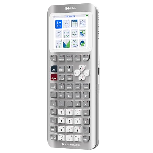 Image of TI-84 Evo Graphing Calculator Texas Instruments, Silver | Intuitive Icon-based Homescreen, USB-C Charging, Python Programming, Faster Performance, Bigger Graphs than TI-84 Plus CE