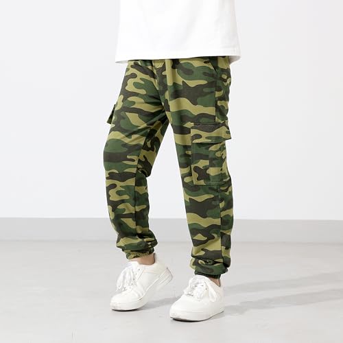Boys Girls Cargo Pants Unisex Kids Casual Joggers Elastic Waist Cargo Sweatpants for Boys & Girls2